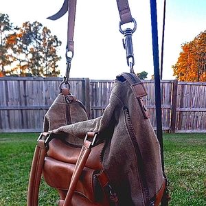 Free People with Treesje bag handbag large leather and canvas